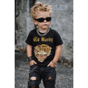 Z2 Vintage Y2K Ed Hardy Graphic T Shirt Tiger Infant Baby Size 3 6 Months